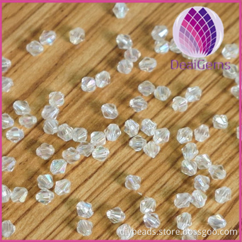 Factory Wholesale Transparent acrylic bicone beads 4mm AB color acrylic bicone beads